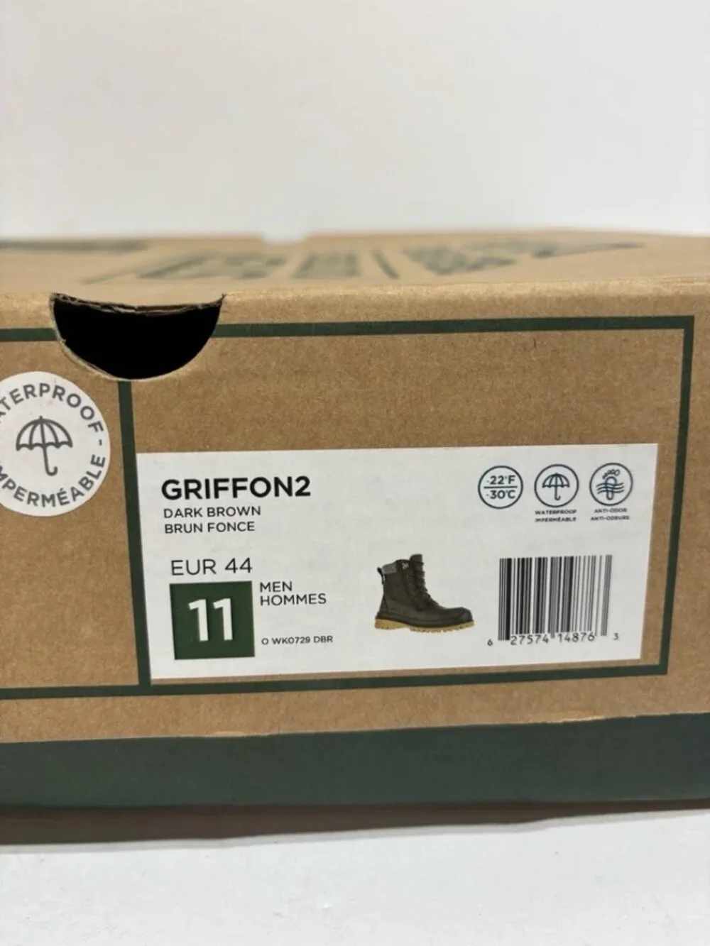 Kamik Men’s Griffon 2 Brown Leather Winter Boots, Size 11 M